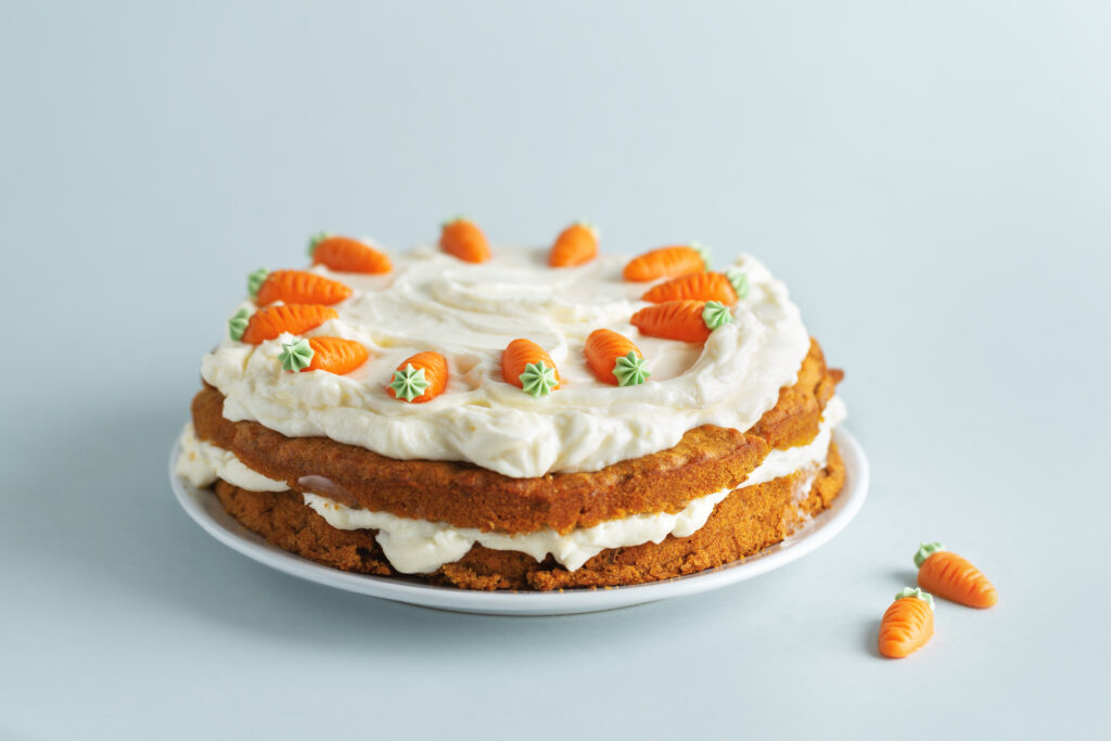 Homemade Easy Carrot Cake Recipe with grated carrots and spices for a delicious texture.
