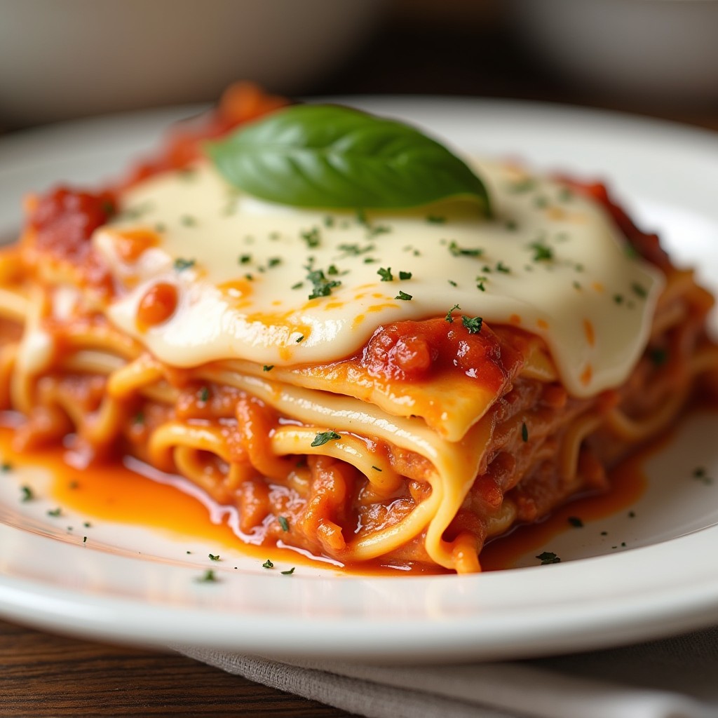 Homemade lasagna being cut into squares for serving