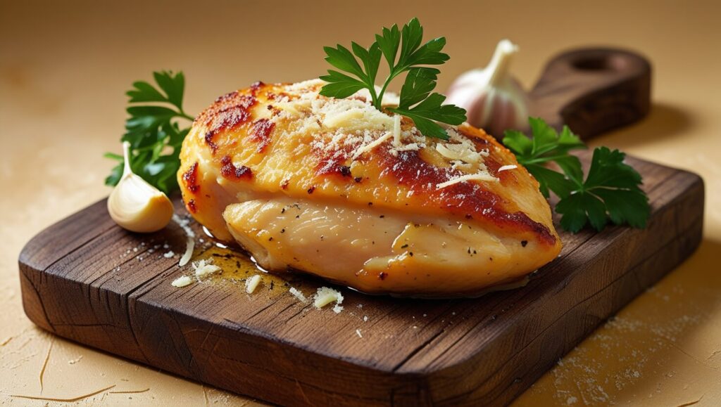 Delicious chicken breast recipes served with fresh greens and lemon wedges.
