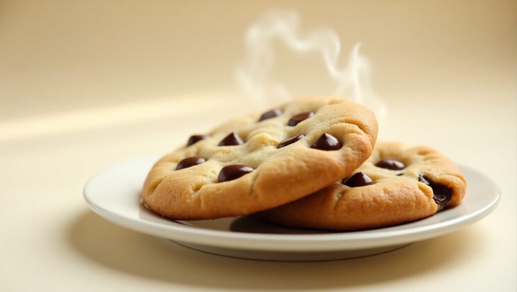 Soft and chewy chocolate chip cookies cooling 