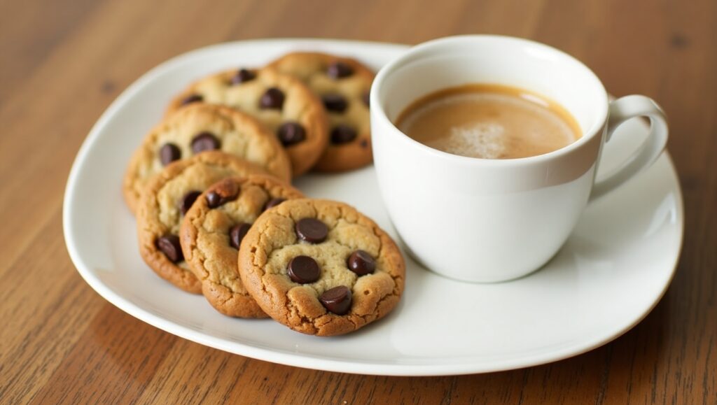 freshly baked chocolate chip cookies 