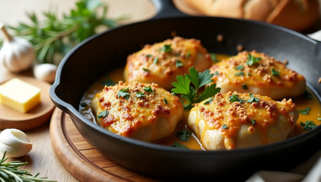 One-Pan Creamy Garlic Chicken Thigh recipe