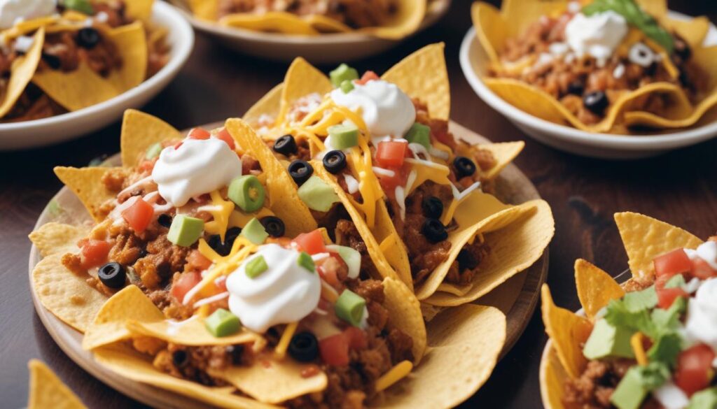 A taco shell loaded with seasoned ground beef, shredded lettuce, and jalapeños
