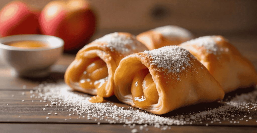 A slice of puff pastry apple turnover on a plate.