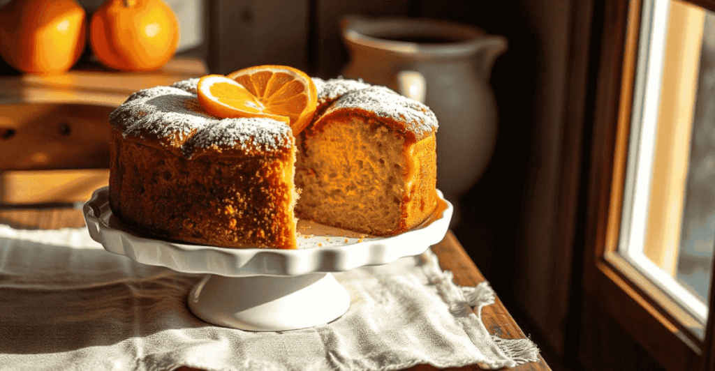 Freshly baked orange cake