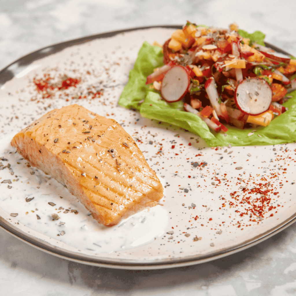 A perfectly seared salmon fillet with a golden crust, part of the Irresistible Salmon Recipes collection