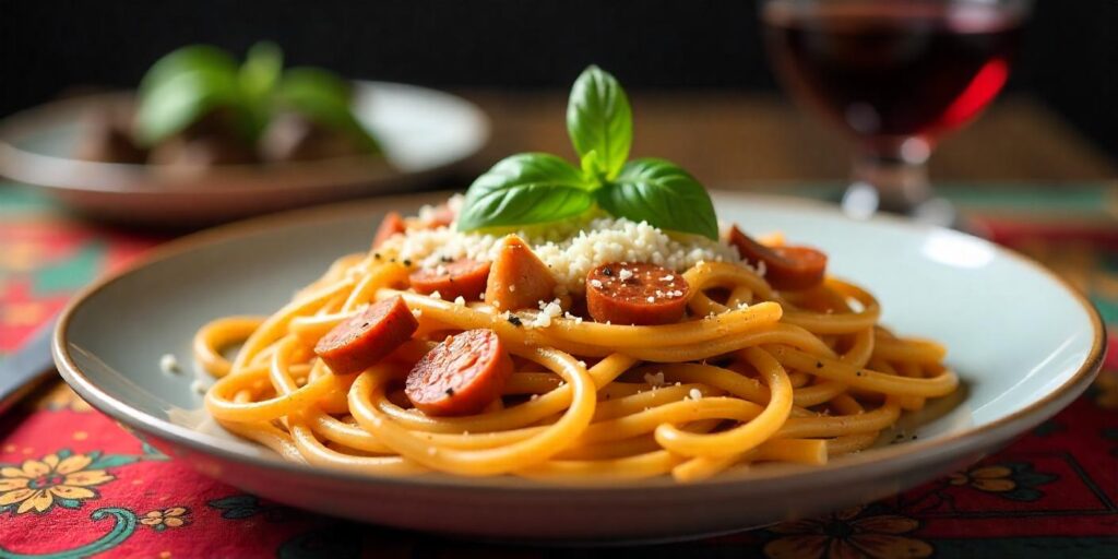 Mouth-watering million dollar spaghetti with layers of cheese and marinara sauce