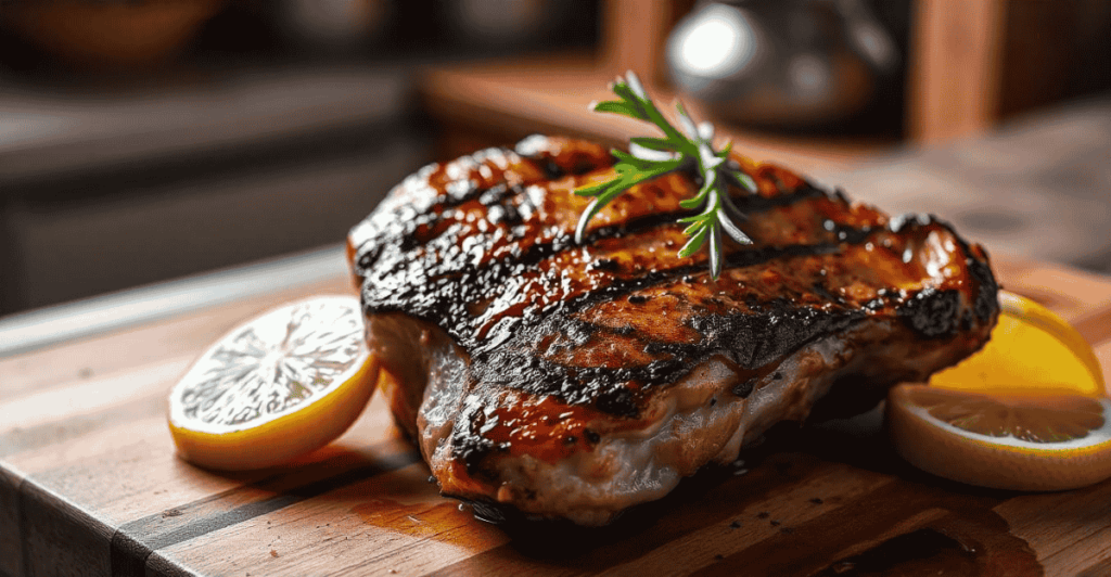 Delicious pork chops garnished with parsley