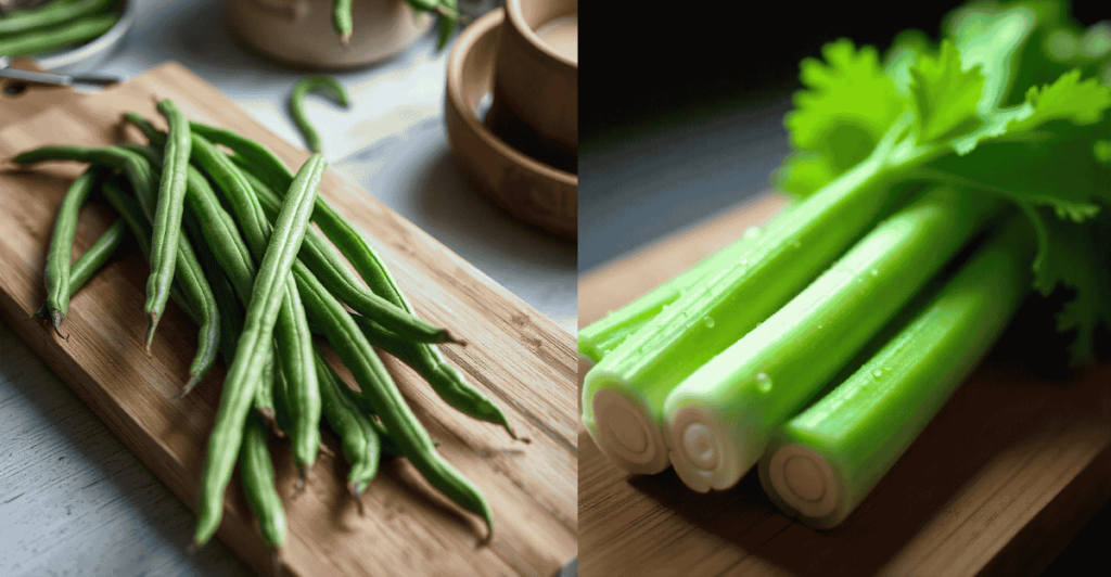 celery, green beans