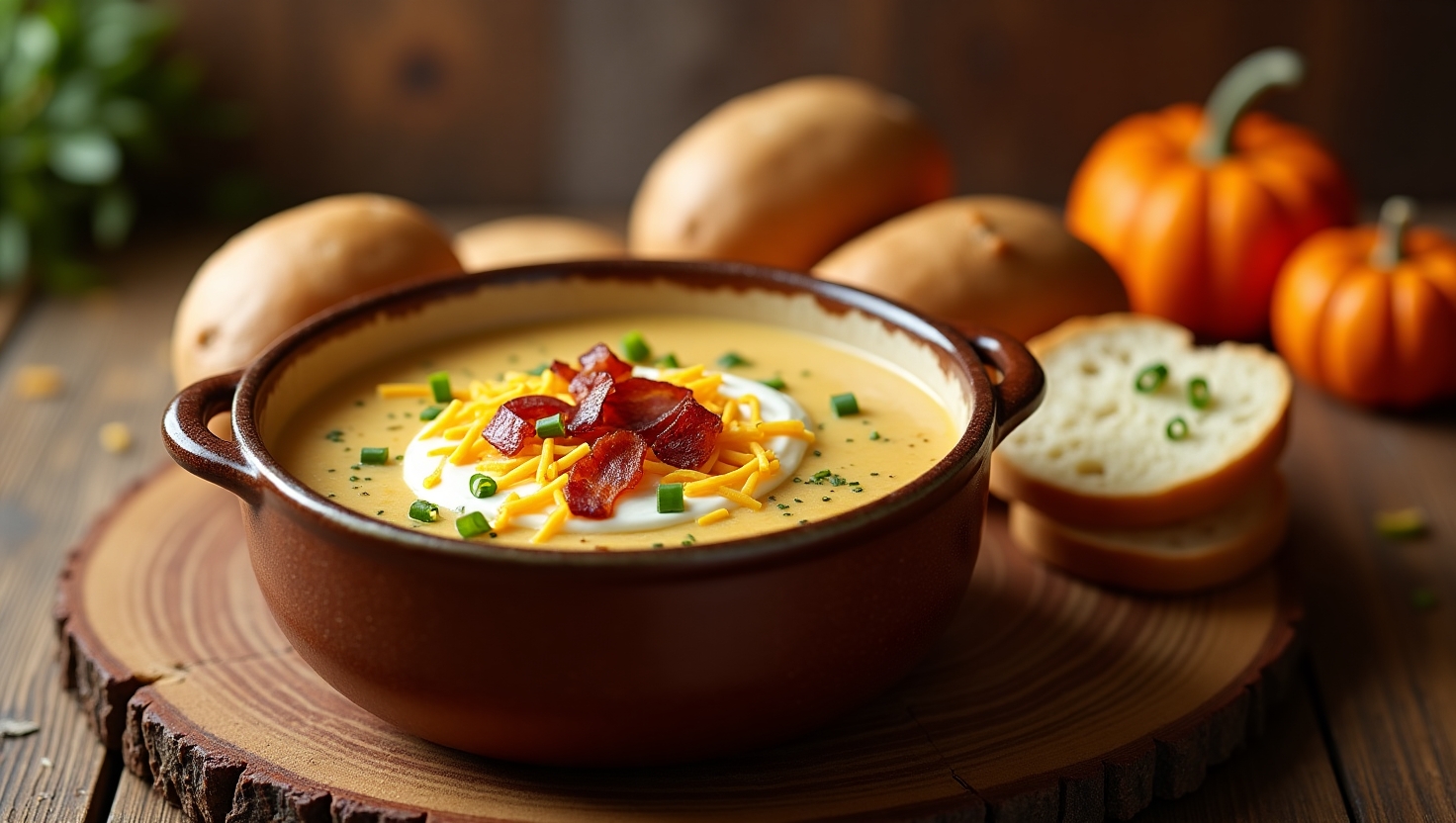 The perfect bowl of Cozy Potato Soup Recipe, ready to warm you up on a cold day