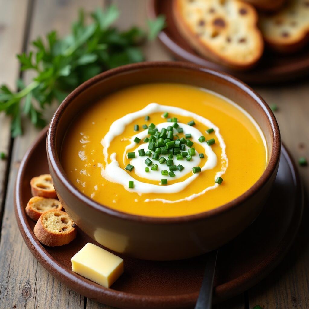 A close-up of Cozy Potato Soup Recipe, thick, creamy, and perfect for chilly days