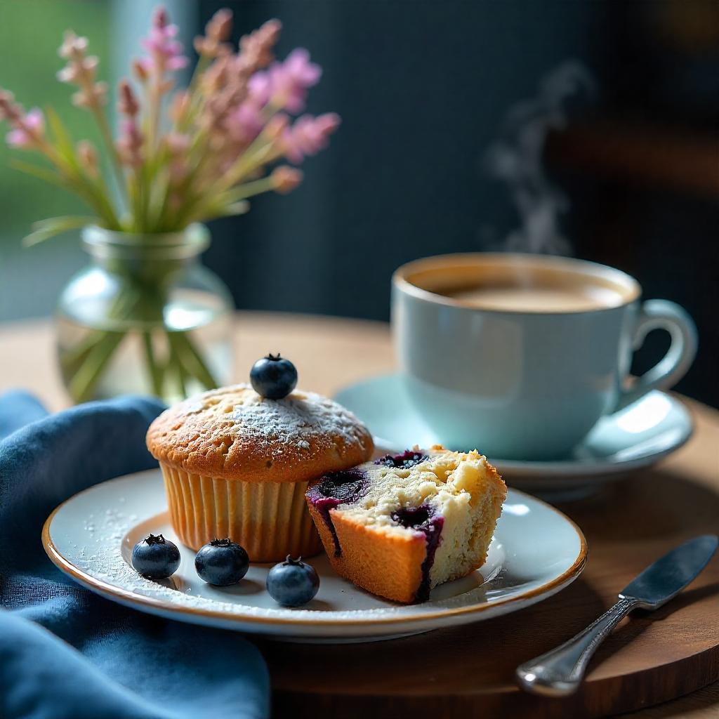 Freshly baked blueberry muffins ready to be enjoyed with a cup of coffee