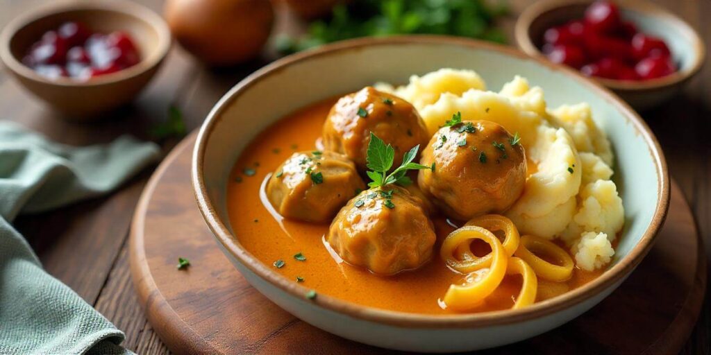 A bowl of gluten free meatballs with a side of dipping sauce