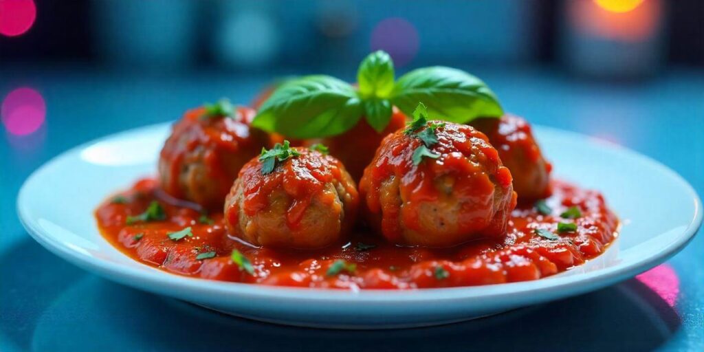 Close-up of juicy gluten free meatballs