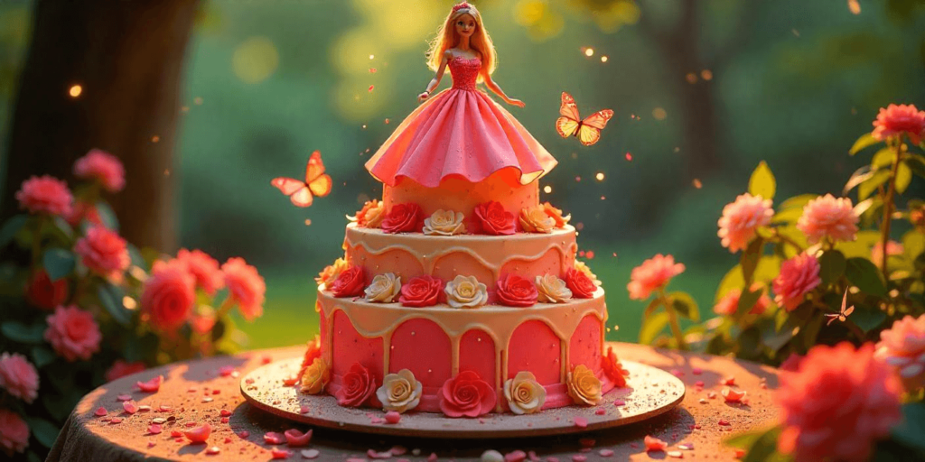 beautifully decorated Barbie cake