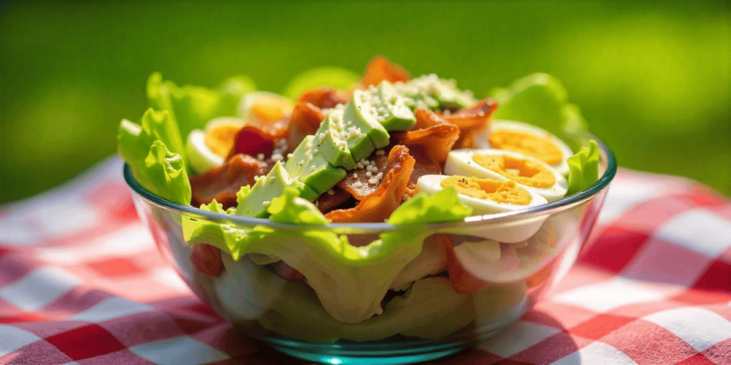 Colorful dinner salad with grilled chicken and avocado