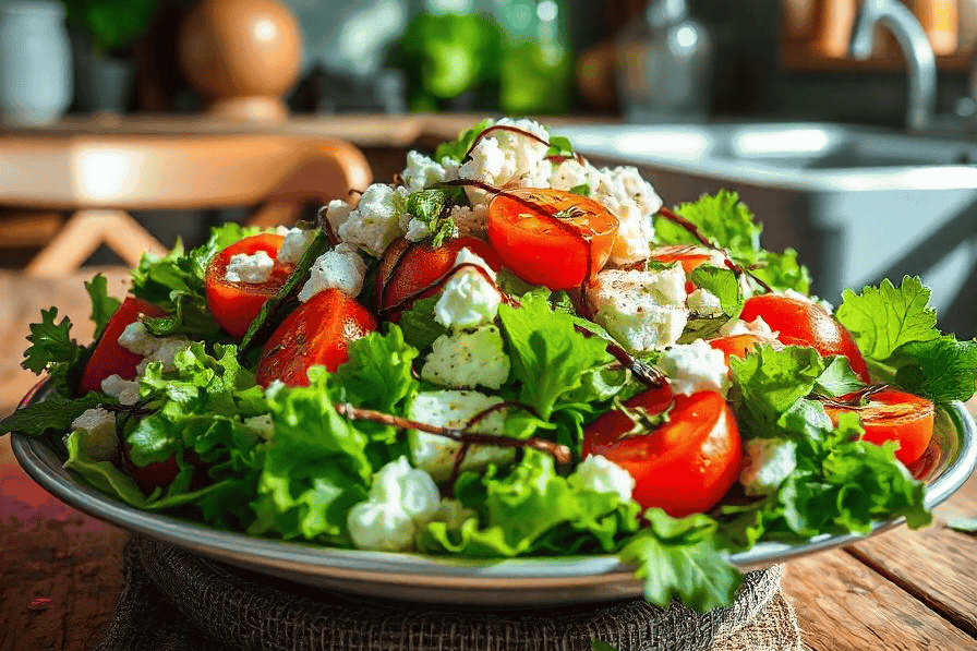 Fresh mixed greens salad with light vinaigrette