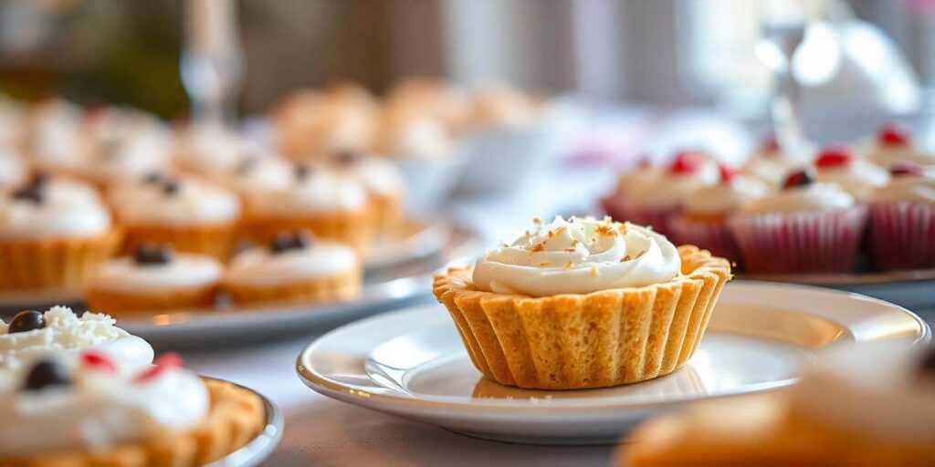 Easy coconut custard pie recipe served with whipped cream