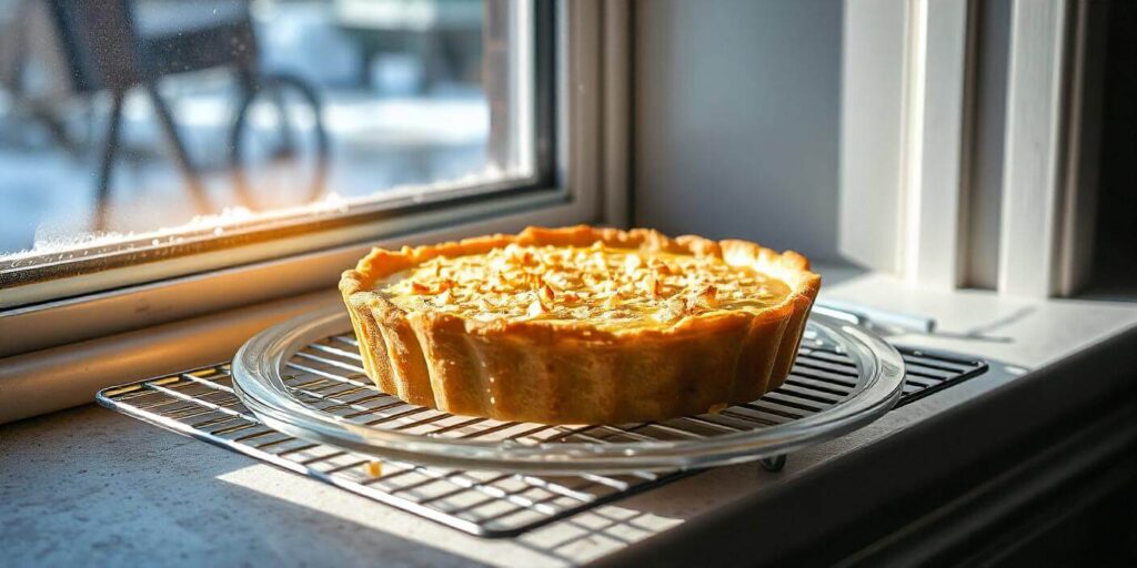 Homemade coconut custard pie with a golden, flaky crust