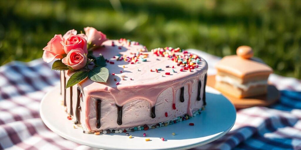 well decorated heart cake