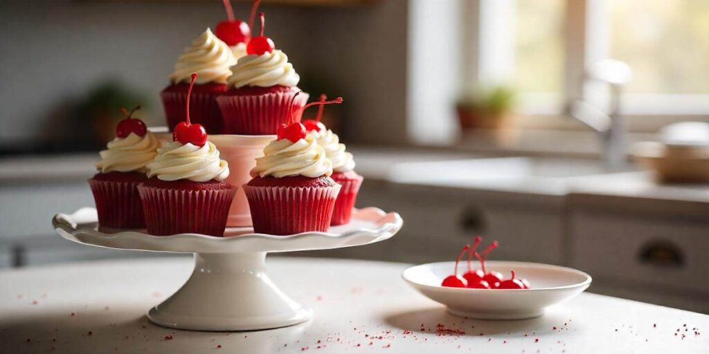 Red Velvet Cupcakes on a Serving Platter