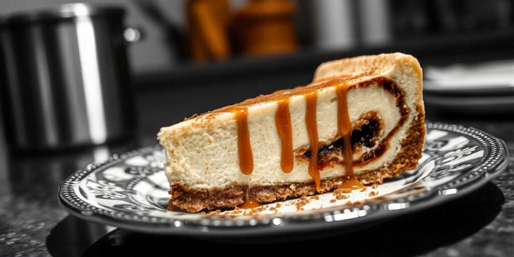 Cinnamon Roll Cheesecake Slice