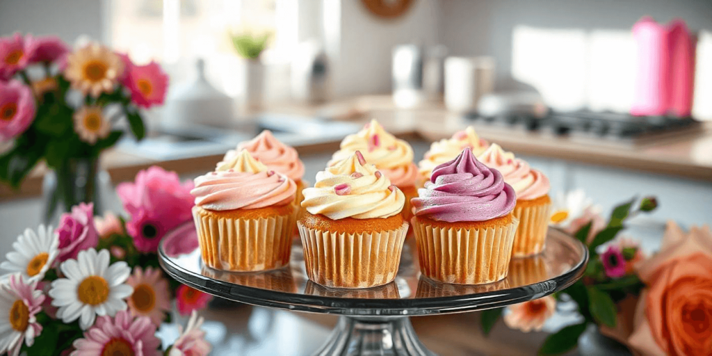 A variety of mini cupcakes decorated with colorful frosting