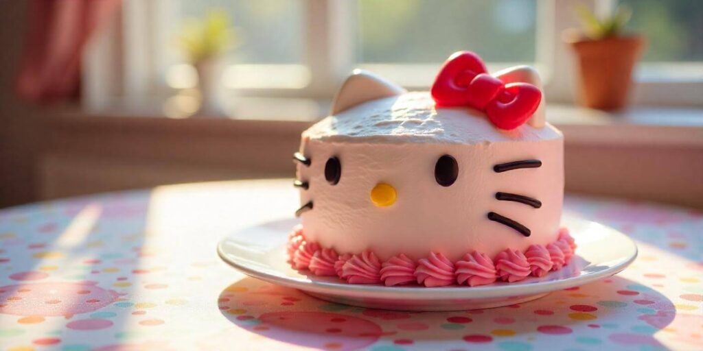 A beautifully decorated Hello Kitty cake