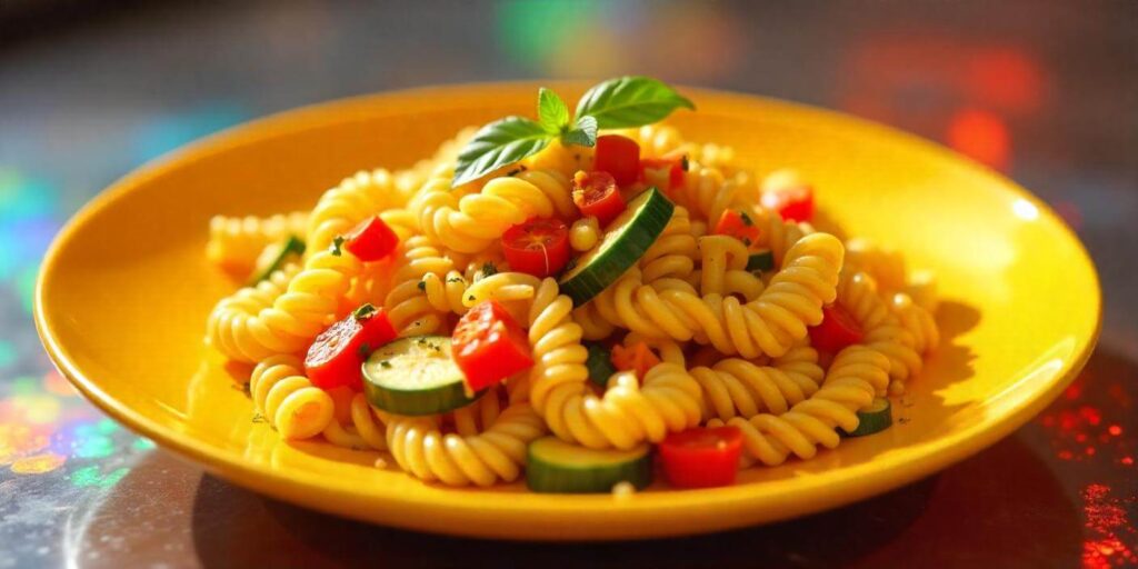 Delicious corkscrew vegetables pasta