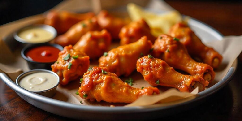 A close-up of crispy boneless chicken wings