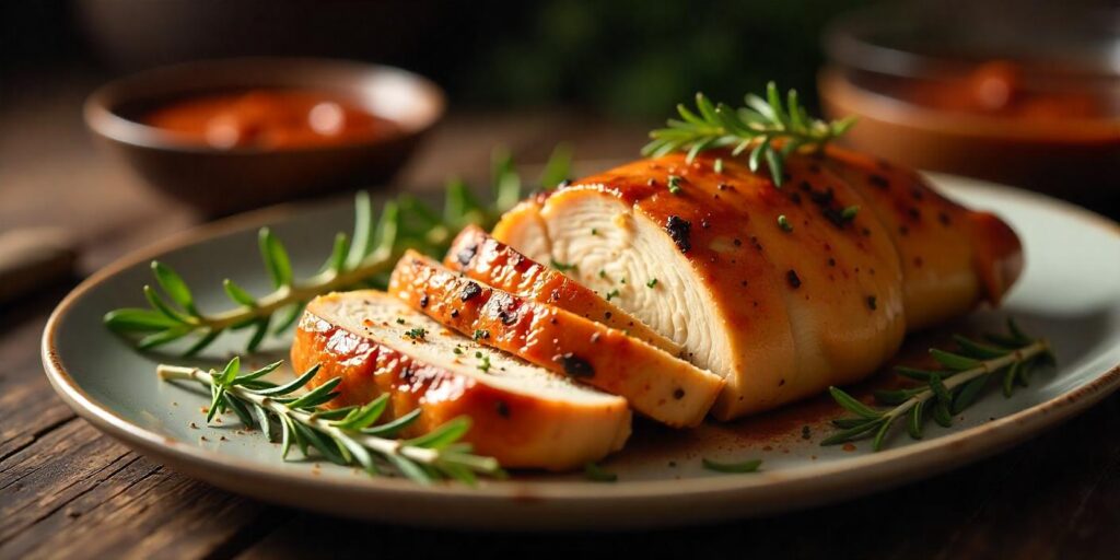 Smoked chicken breast with a smoky glaze, ready to be served