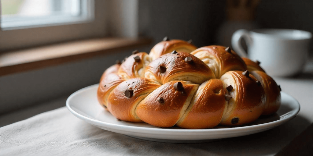 impressive braided chocolate chip brioche