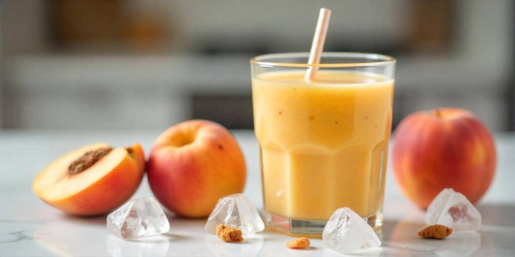 Creamy peach smoothie in a glass