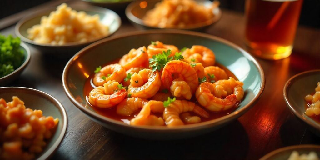 Golden honey walnut shrimp on a plate