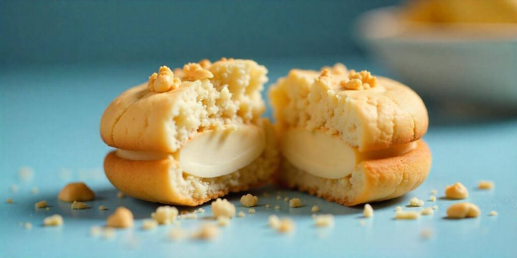 Close-up of soft and chewy banana pudding cookies