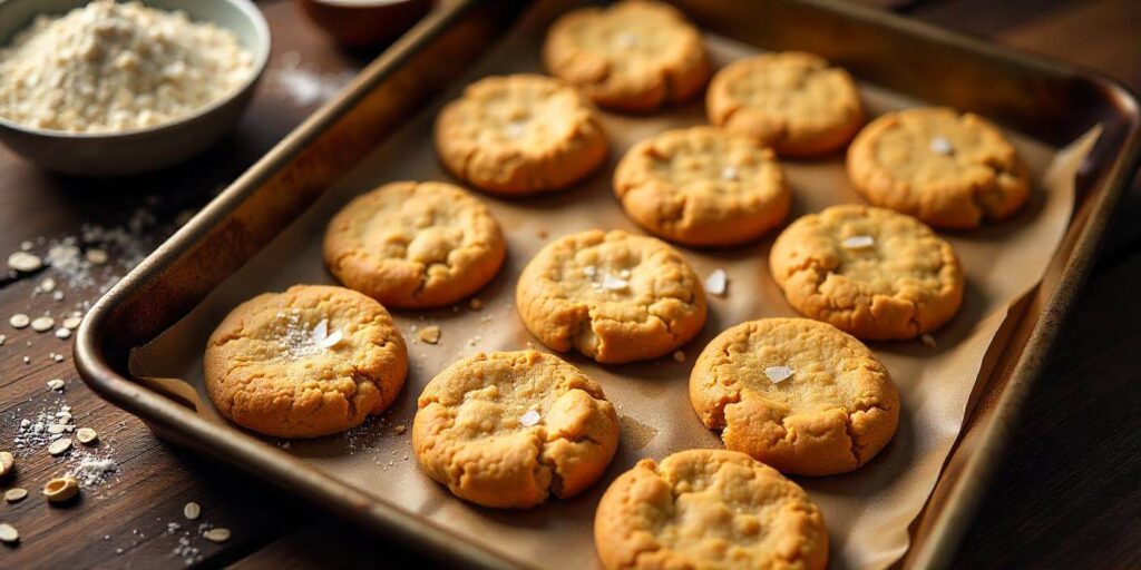 Freshly baked Quaker oats cookies on a cooling rack