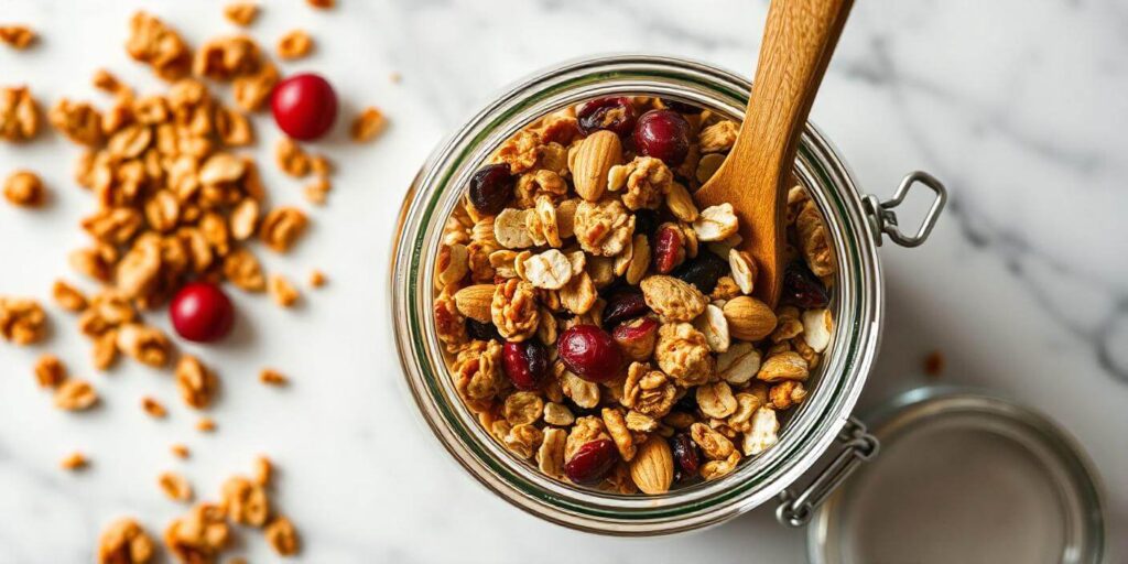 Golden, crispy granola baked with oats and nuts