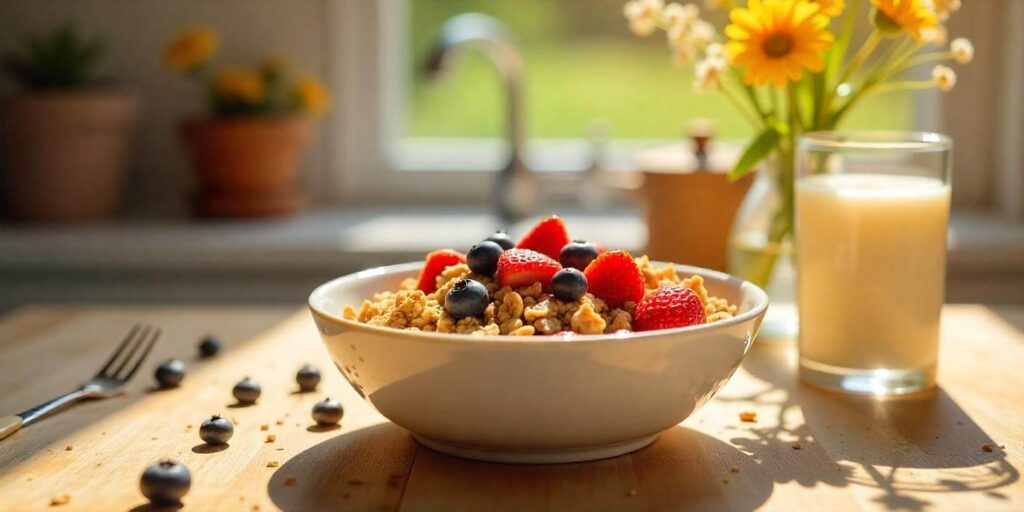 Close-up of crunchy granola