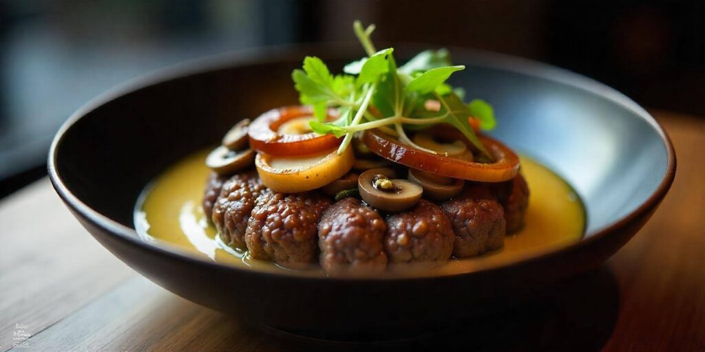 A deconstructed burger in a bowl, perfect for a quick and healthy meal