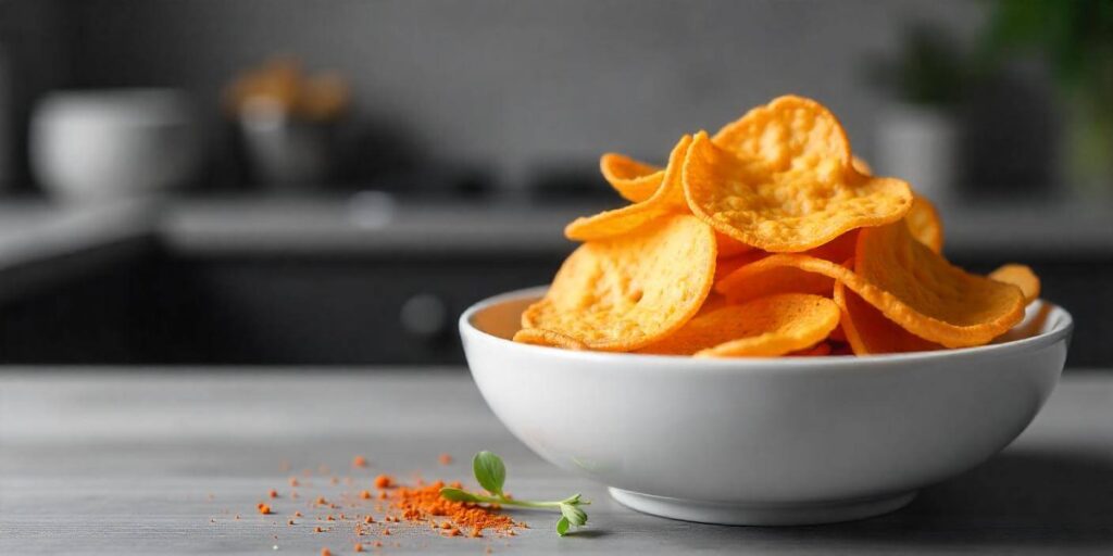 Baked cottage cheese chips stacked on top of each other