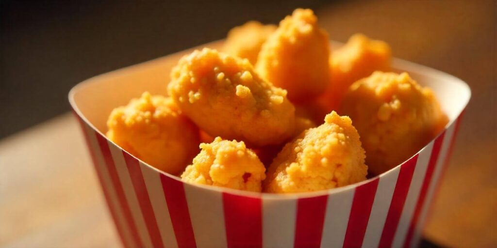 Close-up of crunchy corn nuggets