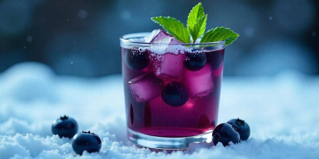 Refreshing blackberry mojito with fresh mint and lime in a glass