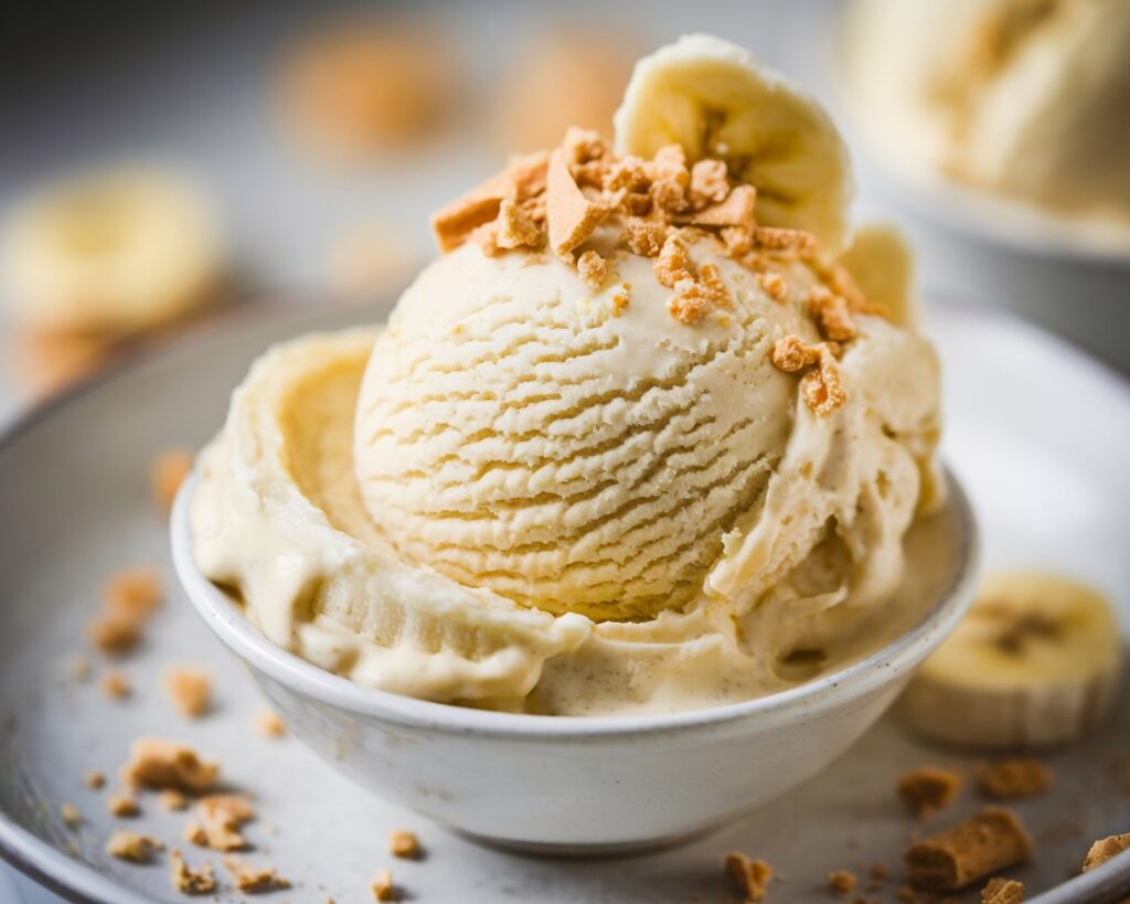 Ice cream mixture being churned in an ice cream maker