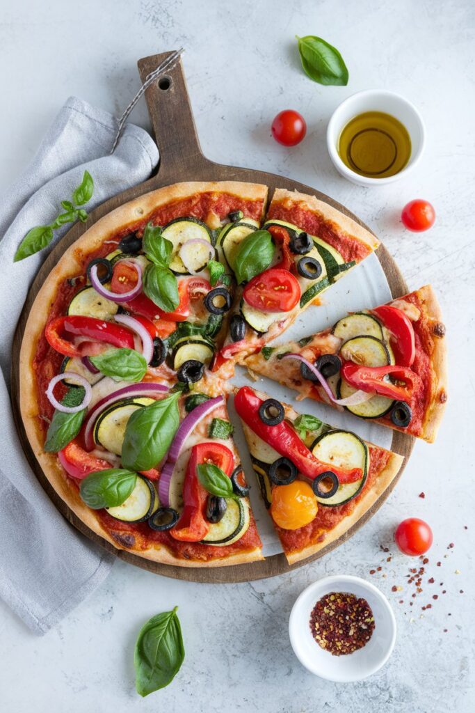 Delicious Vegetarian Pizza creation