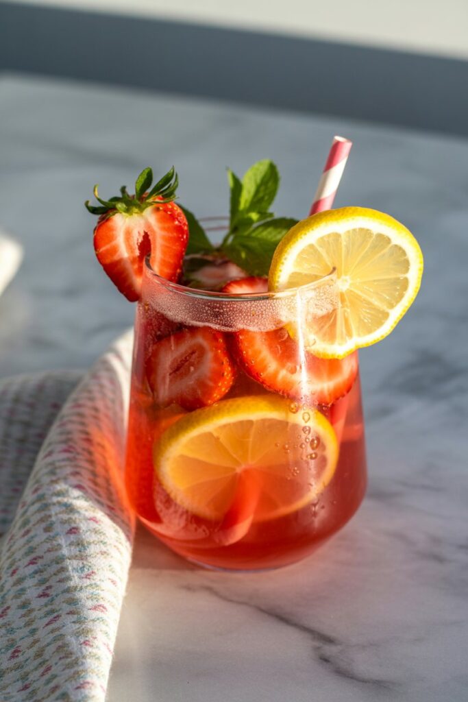 Natural strawberry lemonade without added sugar
