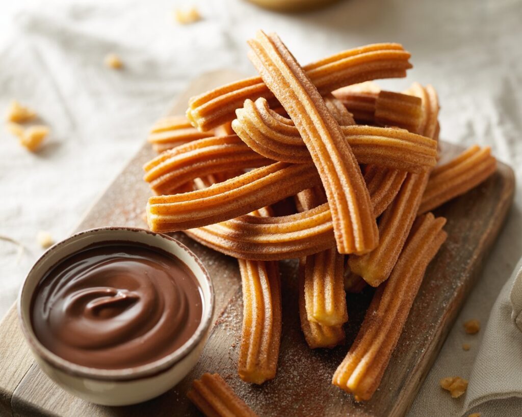 Plate of golden brown churros
