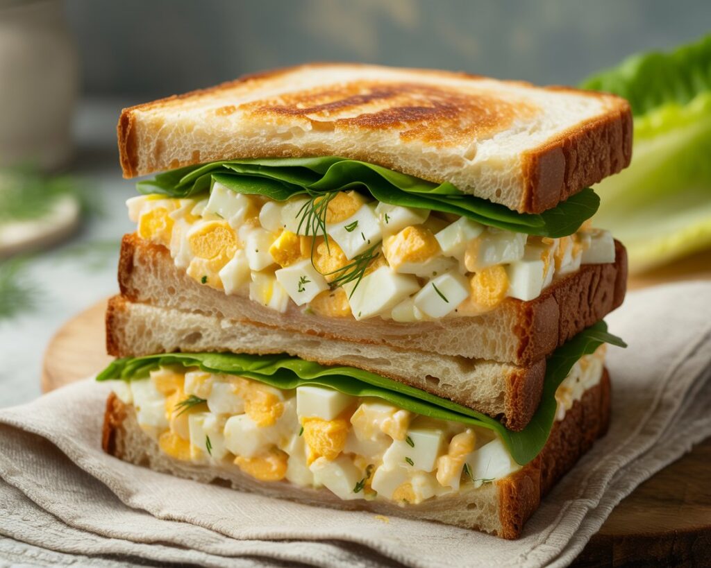 Homemade egg salad sandwich
