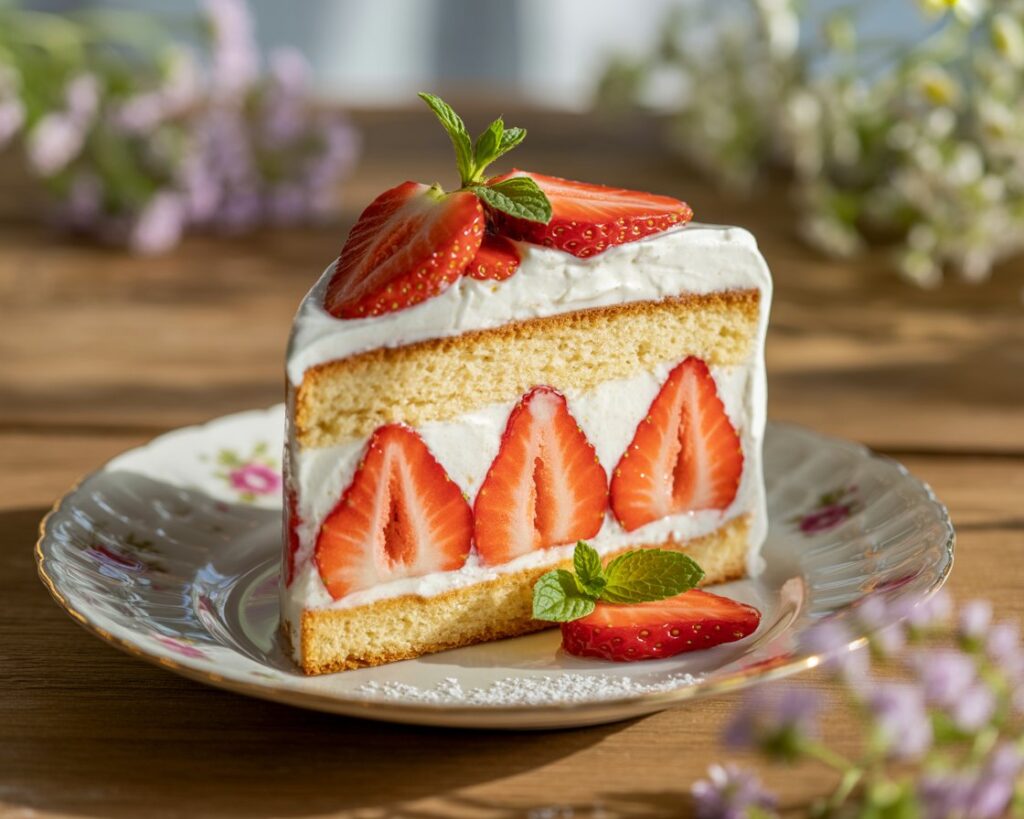 Individual serving of strawberry shortcake