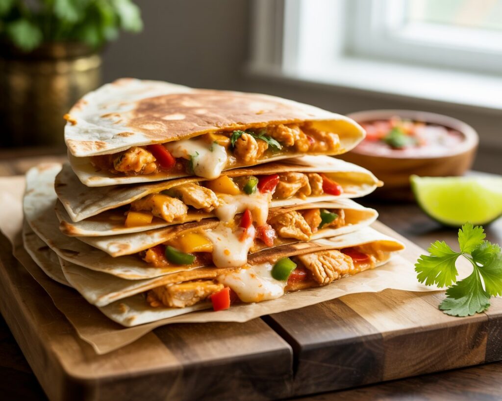Cheesy chicken quesadillas