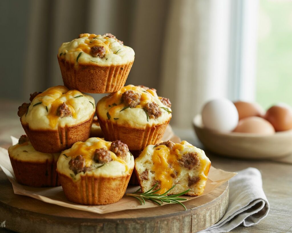 Freshly baked keto-friendly sausage muffins